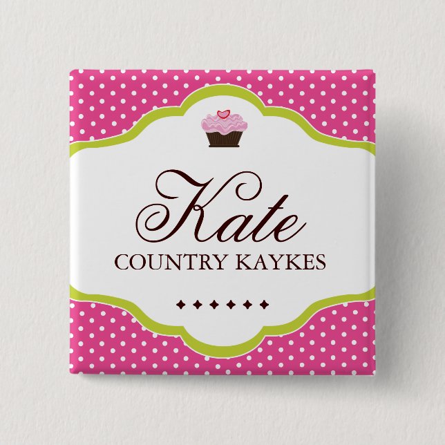WHIMSICAL CUPCAKE NAME TAG BUTTON (Front)