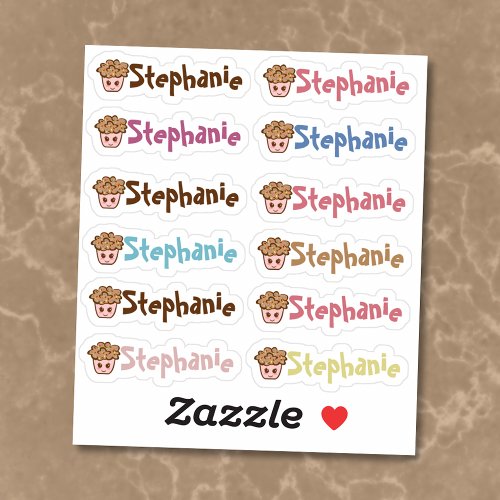 Whimsical Cupcake Name Vinyl Stickers _ Set of 12