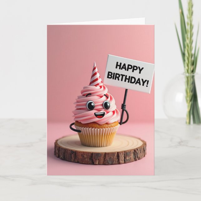 Whimsical Cupcake Party Card (Front)