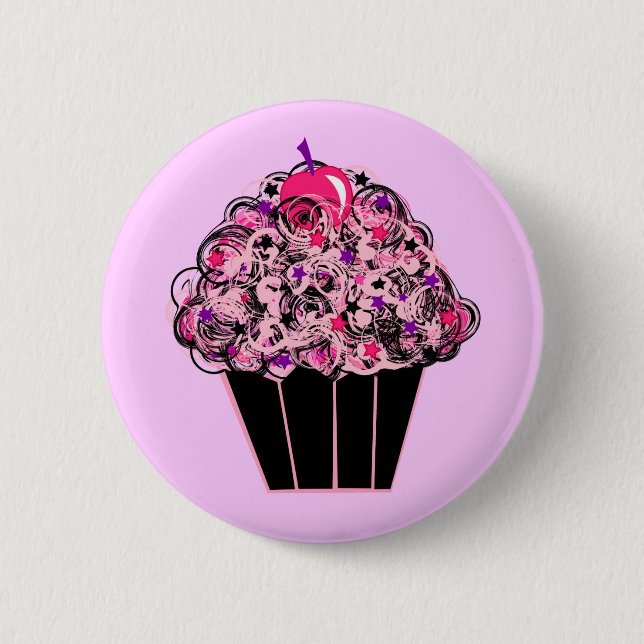 Whimsical Cupcake Pinback Button (Front)