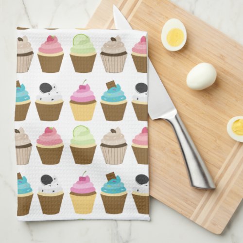 Whimsical Cupcakes Pattern Kitchen Towel