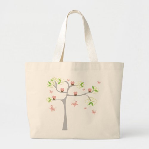 Whimsical Cupcakes Tree Butterflies Sweet Birthday Large Tote Bag