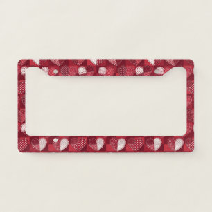 Whimsical Cupid Heart Red White Black License Plate Frame