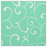 Whimsical Curl Pattern in Aqua Fabric
