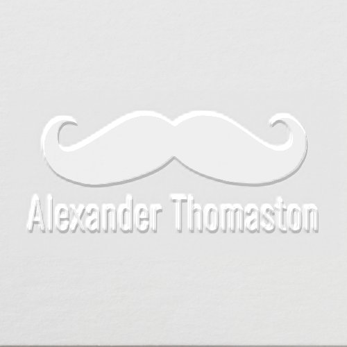 Whimsical Curly Thick Mustache Silhouette Name Embosser