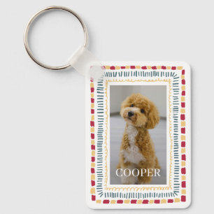 whimsical Custom Dog Photo Name Keychain