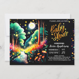 Whimsical Custom Fireflies Baby Shower Invitation