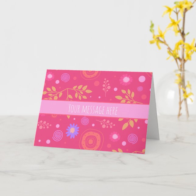 Whimsical Custom Flowers Pink Inspirivity Notecard (Yellow Flower)