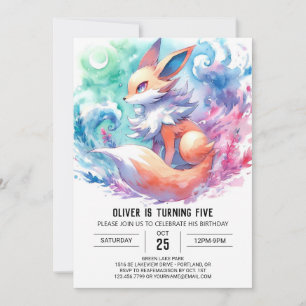 Whimsical Custom Fox Birthday Invitation