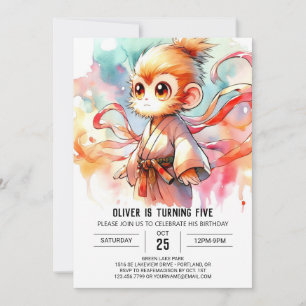 Whimsical Custom Monkey Birthday Invitation