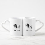 Whimsical custom Mrs and Mrs Coffee Mug Set<br><div class="desc">Mrs and Mrs couple coffee mug,  customizable with your own name and your favorite colors.</div>