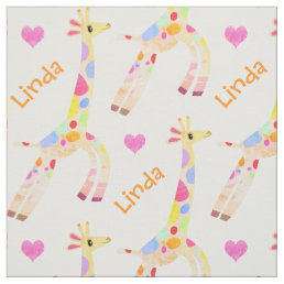 Whimsical Custom Name and Giraffe Printed Fabric