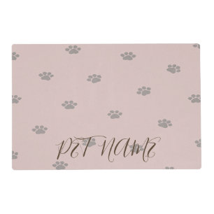 Whimsical Custom Name Pet Placemat - Cute Retro Sc