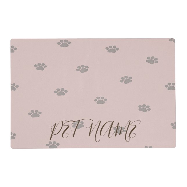 Whimsical Custom Name Pet Placemat - Cute Retro Sc (Front)