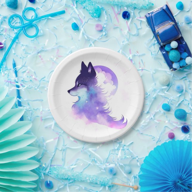 Whimsical Custom Woodland Wolf Birthday Paper Plates (Party)