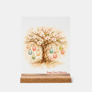 Whimsical Customizable Blooming Tree with Eggs Acrylic Sign