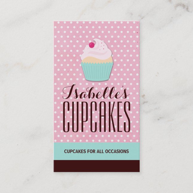 Whimsical Customizable Cupcake Business Card (Front)