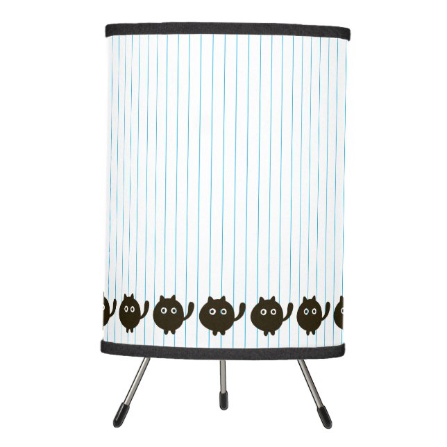 Whimsical Customizable Hand Drawn Kitten Lamp (Front)