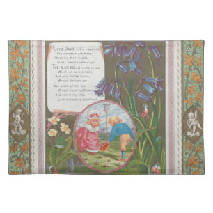 Whimsical Cute Antique Valentine, Kate Greenway Cloth Placemat