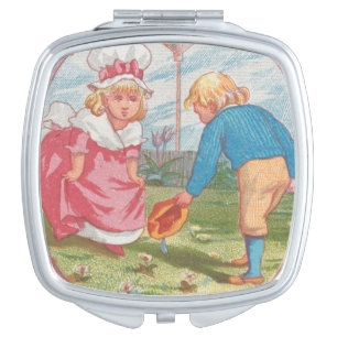 Whimsical Cute Antique Valentine, Kate Greenway Compact Mirror