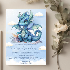 Whimsical Cute Baby Dragon Baby Shower Invitation
