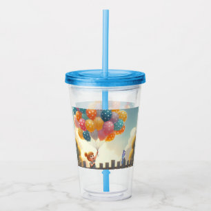 Whimsical/cute balloon girl art acrylic tumbler