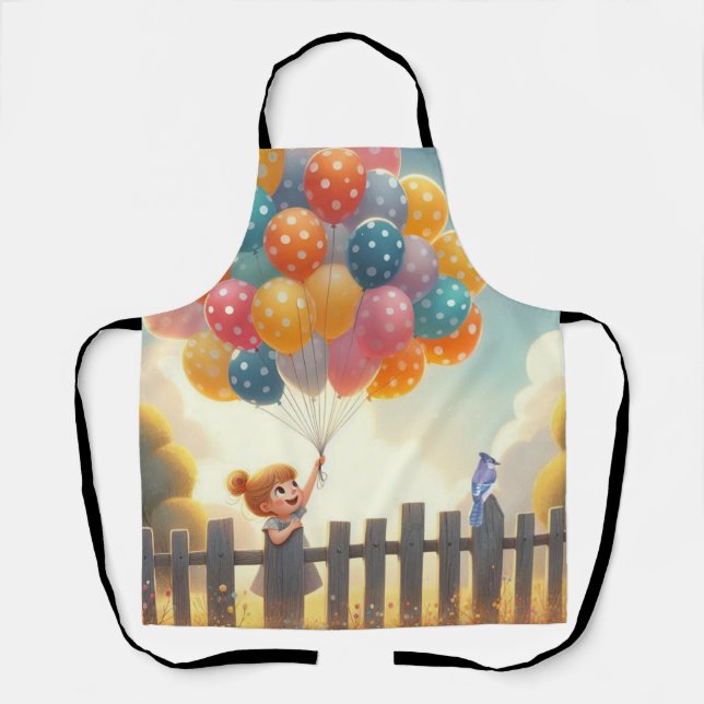 Whimsical/cute balloon girl art apron (Front)