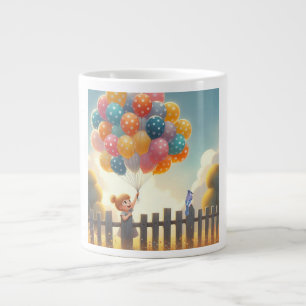 Whimsical/cute balloon girl art giant coffee mug