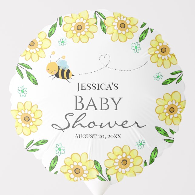 Whimsical Cute Bee Baby Shower Balloon (Front)