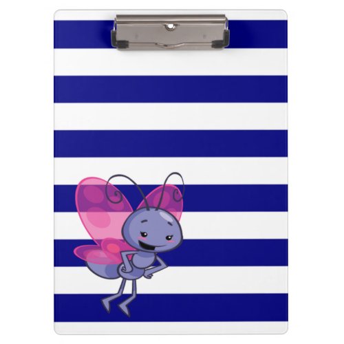 Whimsical Cute BeeBlue White Stripes Clipboard