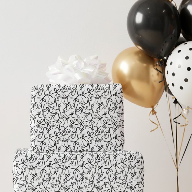 Whimsical Cute Black White Bows Pattern Girly Gift Wrapping Paper (Whimsical Cute Black White Bows Pattern Girly Gift Wrapping Paper
)