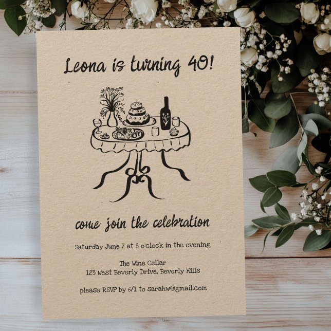 Whimsical Cute Buffet Picnic Custom Birthday Party Invitation (Whimsical Cute Buffet Picnic Custom Birthday Party Invitation
)