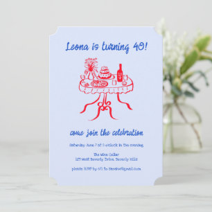 Whimsical Cute Buffet Picnic Custom Birthday Party Invitation