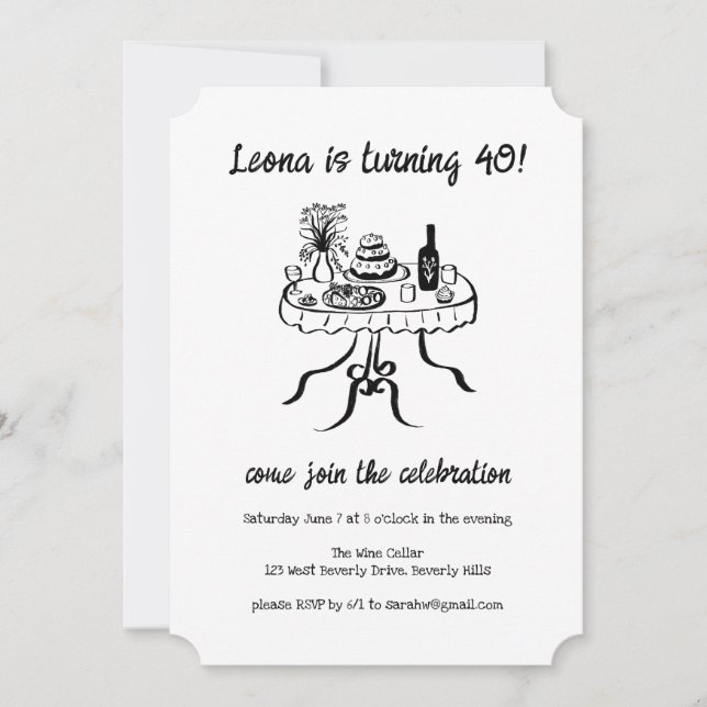 Whimsical Cute Buffet Picnic Custom Birthday Party Invitation (Front)