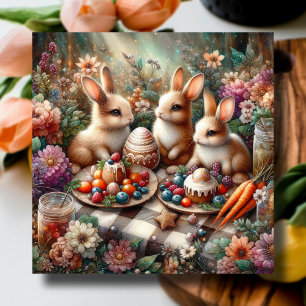 Whimsical Cute Bunny Brunch Christian Easter Holiday Card