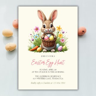 Whimsical Cute Bunny Rabbit Floral Easter Egg Hunt