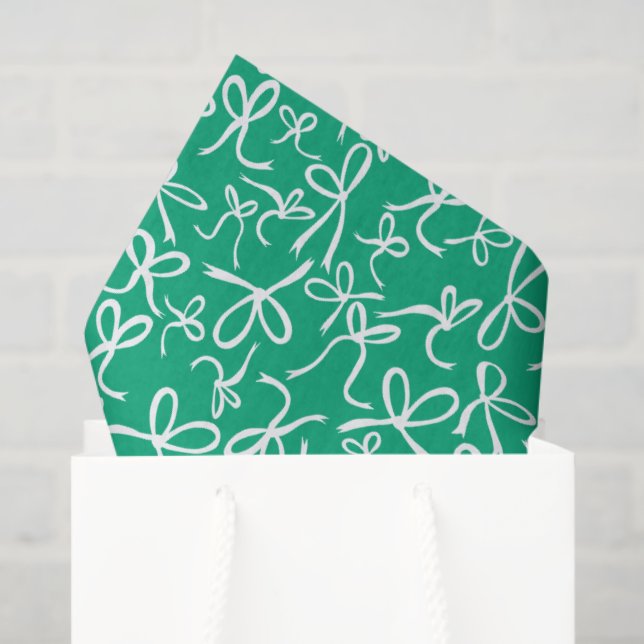 Whimsical Cute Christmas Bows Pattern Girly Gift  Tissue Paper (Gift Bag)
