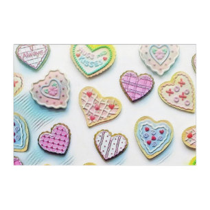 Whimsical cute colorful cookies hearts watercolor  acrylic print