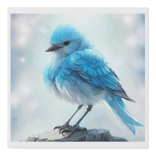  Whimsical Cute Detailed Blue Bird AP54  Art Faux Canvas Print