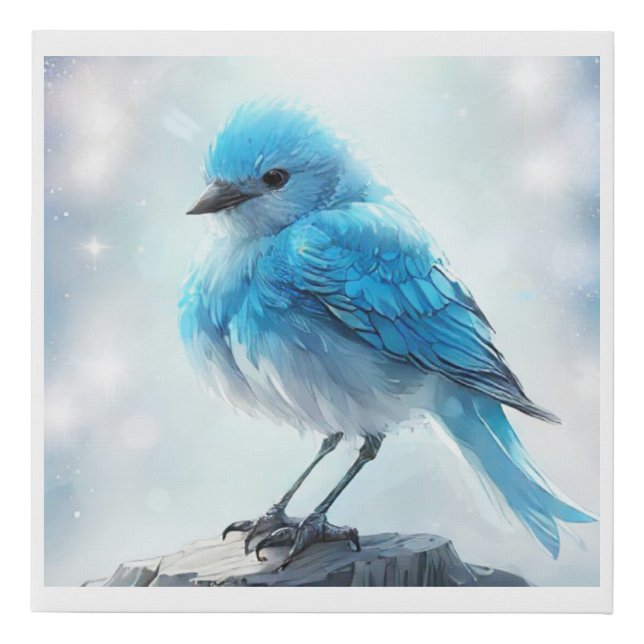 *~* Whimsical Cute Detailed Blue Bird AP54  Art Faux Canvas Print (Front)
