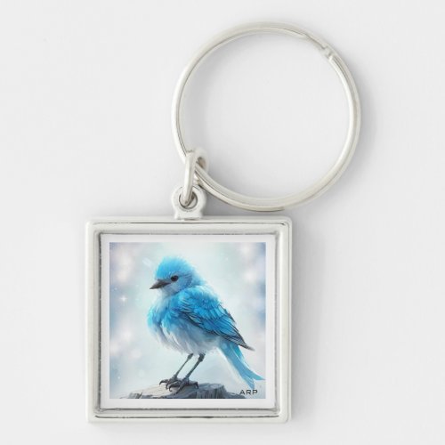  Whimsical Cute Detailed Blue Bird AP54  Art Keychain