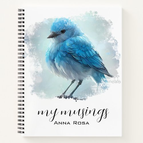  Whimsical Cute Detailed Blue Bird AP54  Art Notebook