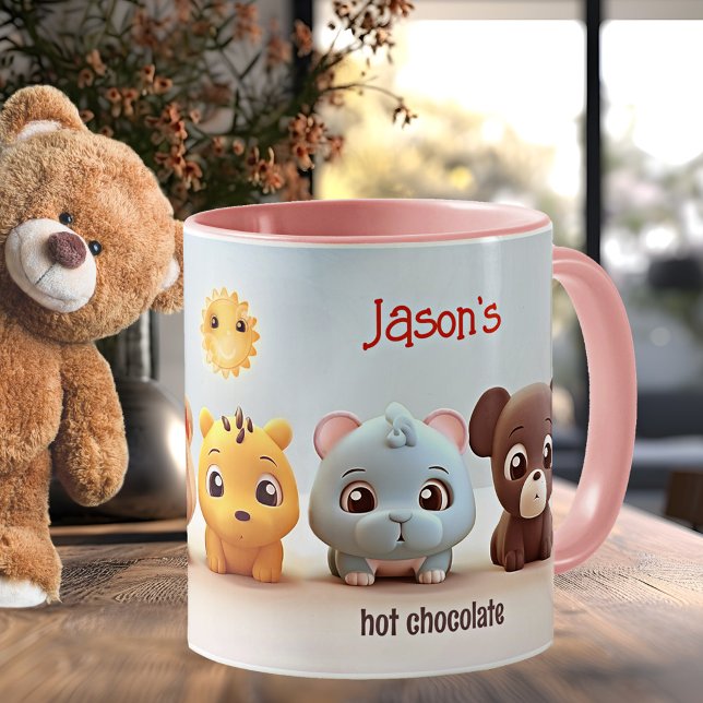 Whimsical Cute Dogs Gifts for Kids Mug (Personalized mug featuring illustrations of cute whimsical dogs in lovely pastel colors)