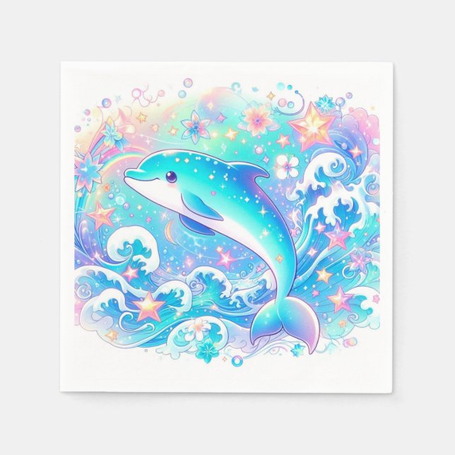 Whimsical Cute Dolphin Baby Shower  Napkins (Front)