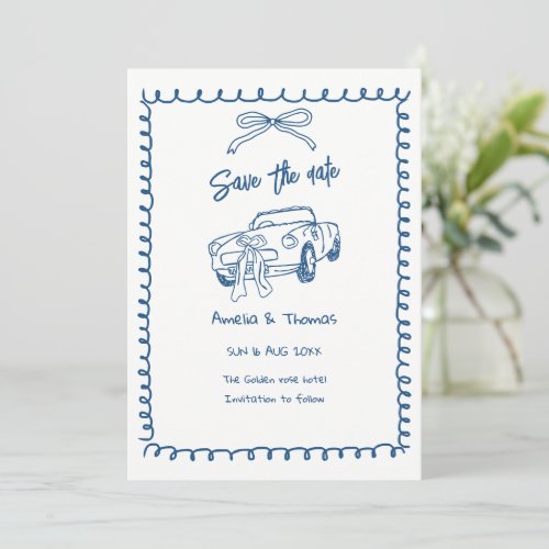 whimsical cute doodle save the date invitations