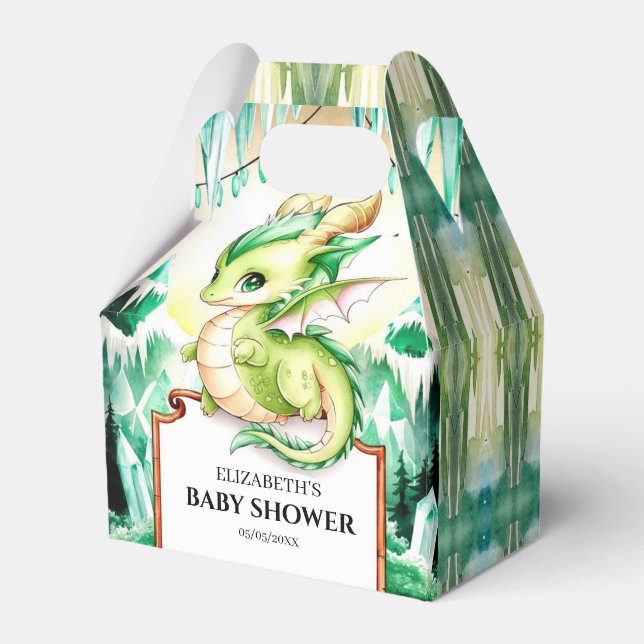 Whimsical Cute Dragon Baby Shower Favor Boxes (Front Side)