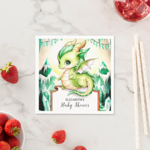 Whimsical Cute Dragon Baby Shower Paper Napkins