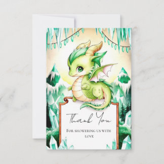 Whimsical Cute Dragon Baby Shower Thank You Card