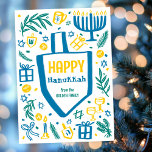 Whimsical Cute Dreidel Menorah CUSTOM HANUKKAH Holiday Card<br><div class="desc">Perfect cute card for a fun holiday card! Hand made art for you! FULLY CUSTOMIZABLE! Click on “Personalize” above to edit the text. Click "edit using design tool" to adjust the fonts, colors and placements. (check my shop for alternate designs too) This is a flat card, check my shop for...</div>