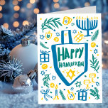 Whimsical Cute Dreidel Menorah CUSTOM HANUKKAH Holiday Card<br><div class="desc">Perfect cute card for a fun holiday card! Hand made art for you! FULLY CUSTOMIZABLE! Click on “Personalize” above to edit the text on the inside of the card. Click "edit using design tool" to adjust the fonts, colors and placements. (check my shop for alternate designs too) This is a...</div>